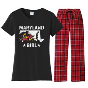 Maryland Crab Maryland Girl Maryland Blue Crab Crabbing Women's Flannel Pajama Set