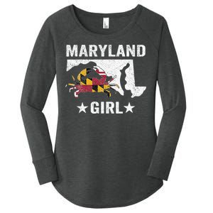 Maryland Crab Maryland Girl Maryland Blue Crab Crabbing Women's Perfect Tri Tunic Long Sleeve Shirt