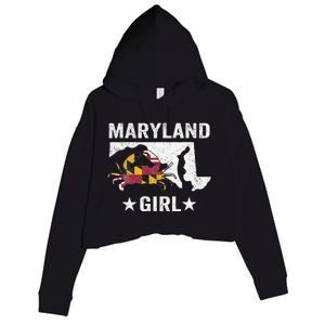 Maryland Crab Maryland Girl Maryland Blue Crab Crabbing Crop Fleece Hoodie