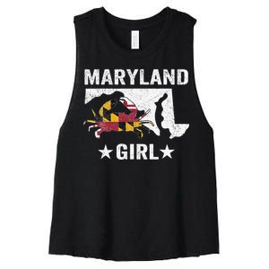 Maryland Crab Maryland Girl Maryland Blue Crab Crabbing Women's Racerback Cropped Tank