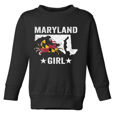 Maryland Crab Maryland Girl Maryland Blue Crab Crabbing Toddler Sweatshirt