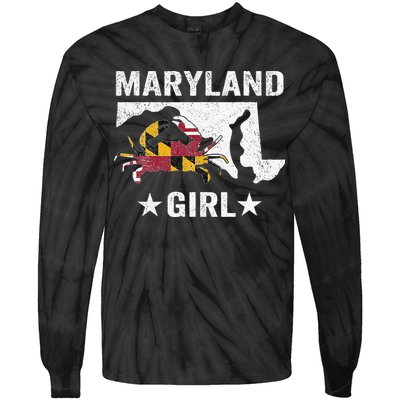 Maryland Crab Maryland Girl Maryland Blue Crab Crabbing Tie-Dye Long Sleeve Shirt