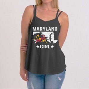 Maryland Crab Maryland Girl Maryland Blue Crab Crabbing Women's Strappy Tank