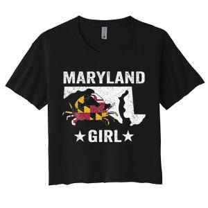 Maryland Crab Maryland Girl Maryland Blue Crab Crabbing Women's Crop Top Tee