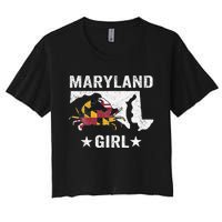 Maryland Crab Maryland Girl Maryland Blue Crab Crabbing Women's Crop Top Tee