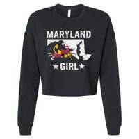 Maryland Crab Maryland Girl Maryland Blue Crab Crabbing Cropped Pullover Crew