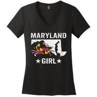 Maryland Crab Maryland Girl Maryland Blue Crab Crabbing Women's V-Neck T-Shirt