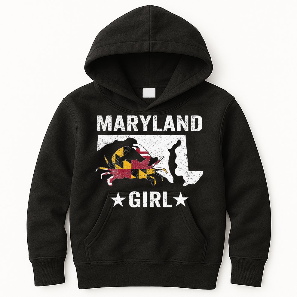 Maryland Crab Maryland Girl Maryland Blue Crab Crabbing Kids Hoodie
