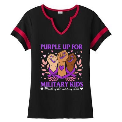 Military Child Month Purple Military Ladies Halftime Notch Neck Tee