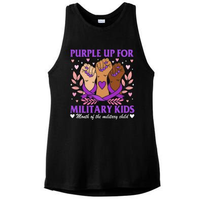 Military Child Month Purple Military Ladies PosiCharge Tri-Blend Wicking Tank