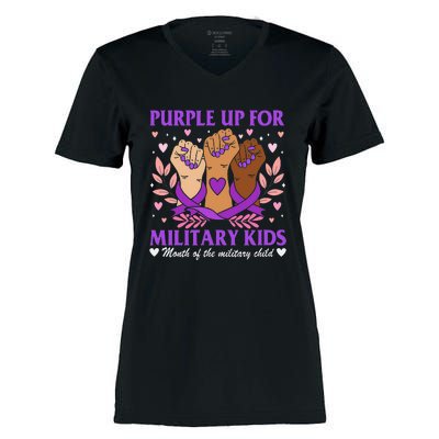 Military Child Month Purple Military Women's Momentum V-Neck T-Shirt