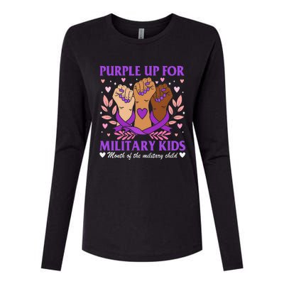 Military Child Month Purple Military Womens Cotton Relaxed Long Sleeve T-Shirt