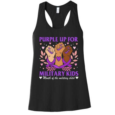 Military Child Month Purple Military Women's Racerback Tank