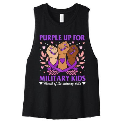 Military Child Month Purple Military Women's Racerback Cropped Tank