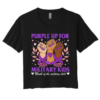 Military Child Month Purple Military Women's Crop Top Tee