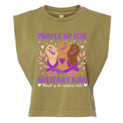 Military Child Month Purple Military Garment-Dyed Women's Muscle Tee