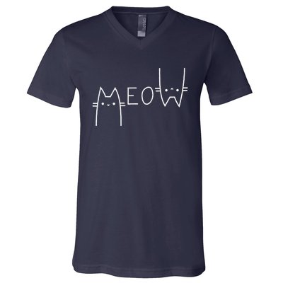 Meow Cat Meow Kitty Funny Cats Mom V-Neck T-Shirt