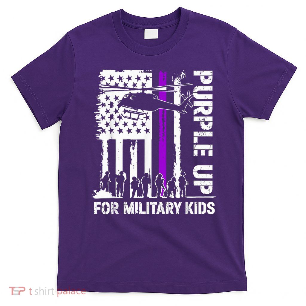 Military Child Month Purple Usa Grunged Flag T-Shirt