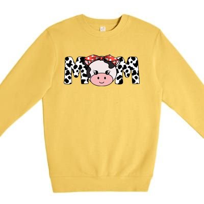 Mother Cow Mom Farming Birthday Gift Funny Family Matching Gift Premium Crewneck Sweatshirt