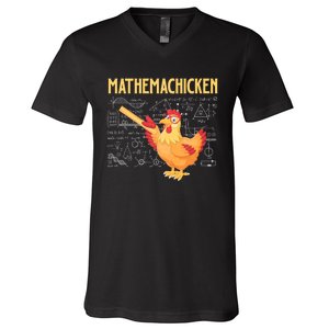 Mathemachicken Chicken Math Lover Animal Poultry Owner V-Neck T-Shirt