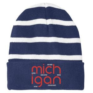 Michigan Cities Striped Beanie with Solid Band