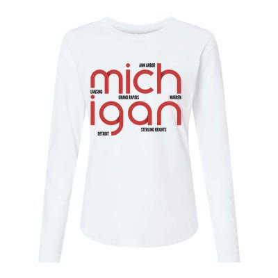 Michigan Cities Womens Cotton Relaxed Long Sleeve T-Shirt