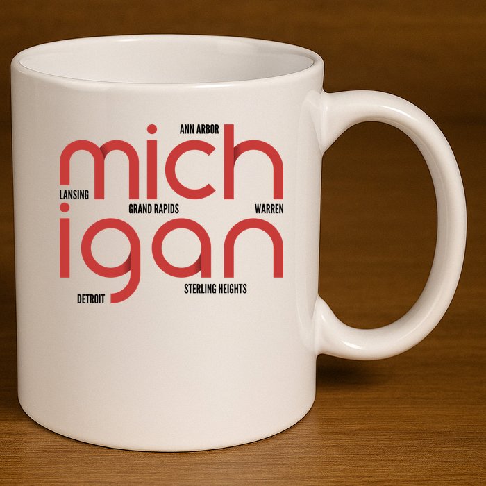 Michigan Cities 11oz C Handle Ceramic Mug