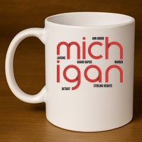 Michigan Cities 11oz C Handle Ceramic Mug