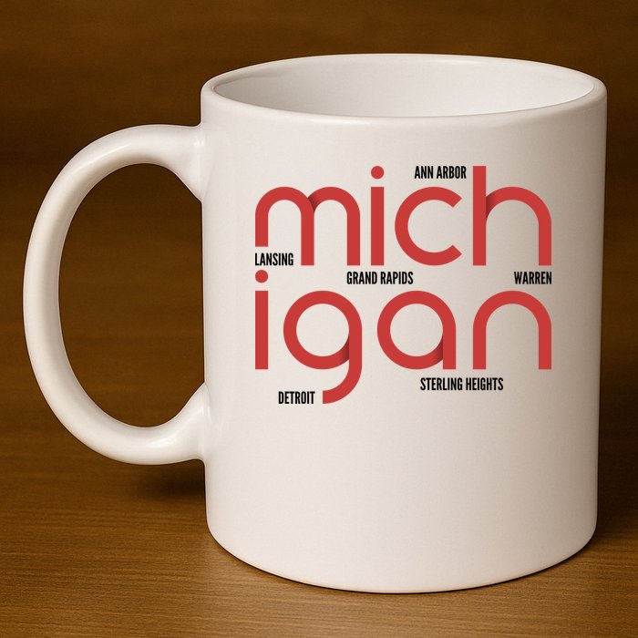 Michigan Cities 11oz C Handle Ceramic Mug