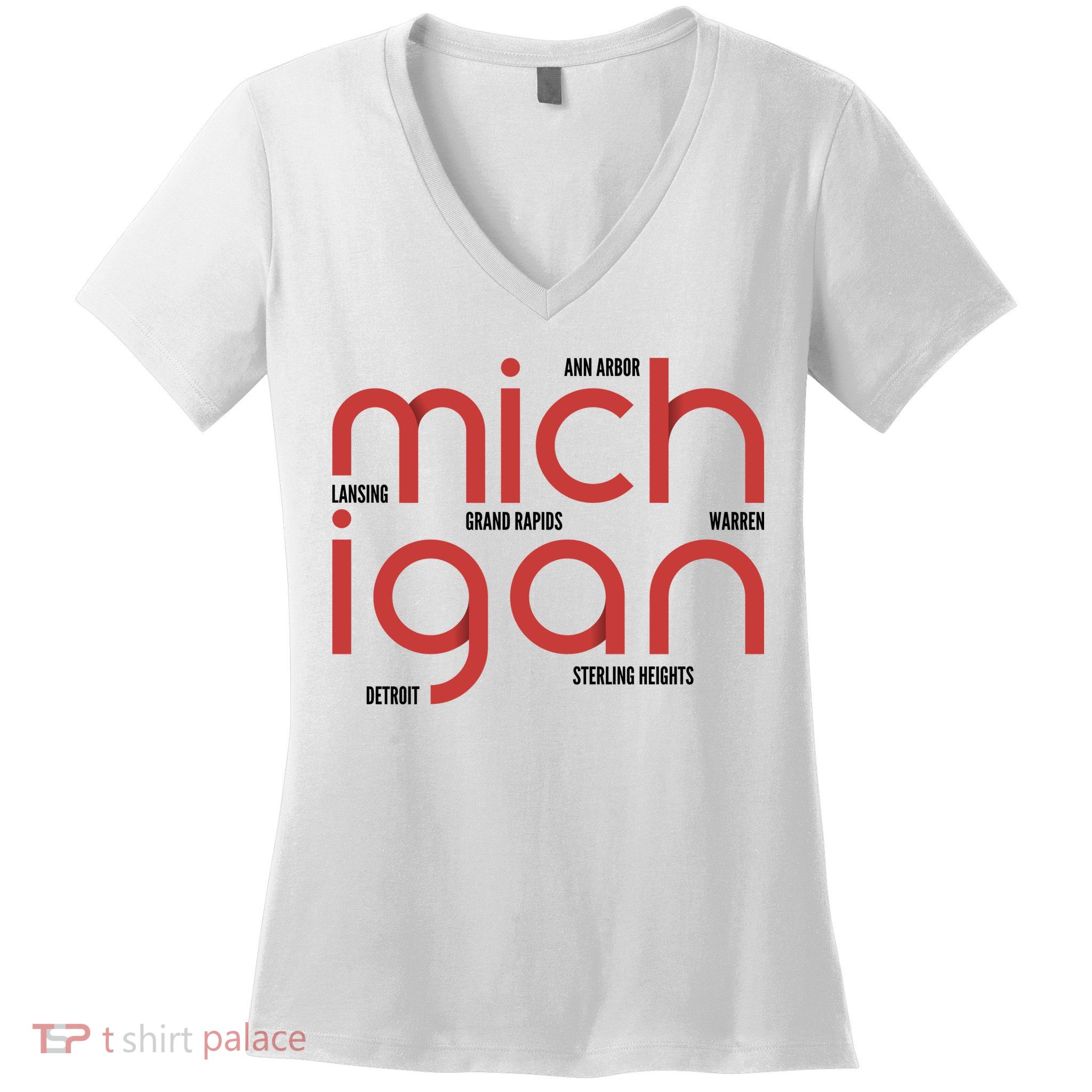 Michigan Cities Women's V-Neck T-Shirt