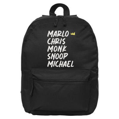 Marlo Chris Monk Snoop Michael 16 in Basic Backpack