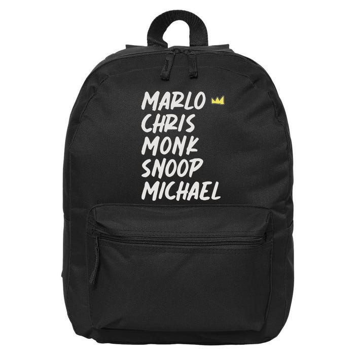 Marlo Chris Monk Snoop Michael 16 in Basic Backpack