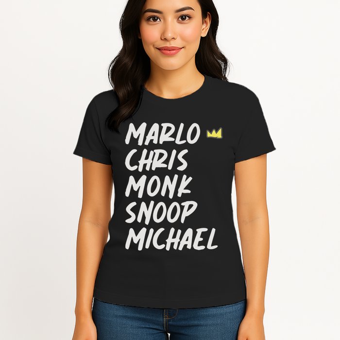 Marlo Chris Monk Snoop Michael Womens T-Shirt