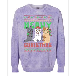 Merry Christmas Meowy Catmas Cat Xmas Family Colorblast Crewneck Sweatshirt