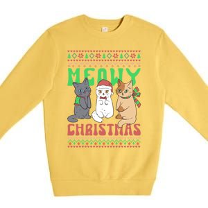 Merry Christmas Meowy Catmas Cat Xmas Family Premium Crewneck Sweatshirt