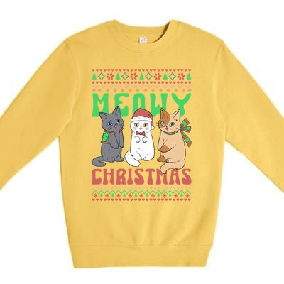 Merry Christmas Meowy Catmas Cat Xmas Family Premium Crewneck Sweatshirt