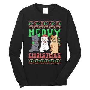 Merry Christmas Meowy Catmas Cat Xmas Family Long Sleeve Shirt