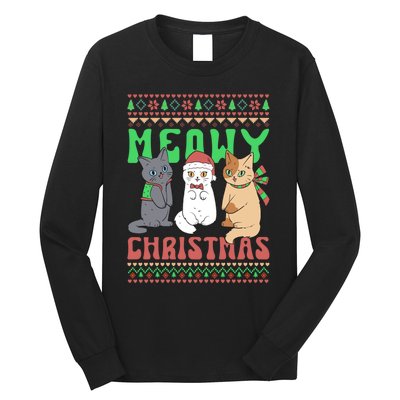 Merry Christmas Meowy Catmas Cat Xmas Family Long Sleeve Shirt