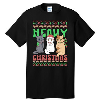 Merry Christmas Meowy Catmas Cat Xmas Family Tall T-Shirt