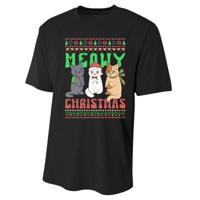 Merry Christmas Meowy Catmas Cat Xmas Family Performance Sprint T-Shirt