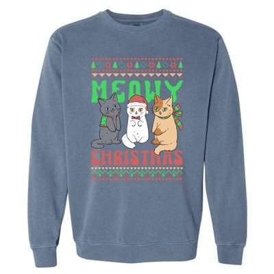 Merry Christmas Meowy Catmas Cat Xmas Family Garment-Dyed Sweatshirt