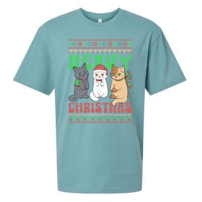 Merry Christmas Meowy Catmas Cat Xmas Family Sueded Cloud Jersey T-Shirt