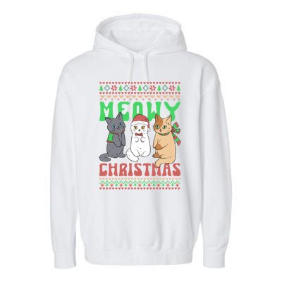 Merry Christmas Meowy Catmas Cat Xmas Family Garment-Dyed Fleece Hoodie