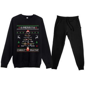 Merry Christmath Math Christmas Tree Ugly Sweater Teacher Gift Premium Crewneck Sweatsuit Set