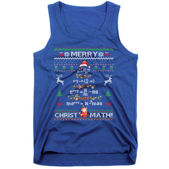 Merry Christmath Math Christmas Tree Ugly Sweater Teacher Gift Tank Top