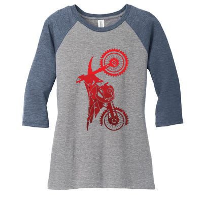 Motocross Clothing Motocross Dirt Bike Women's Tri-Blend 3/4-Sleeve Raglan Shirt