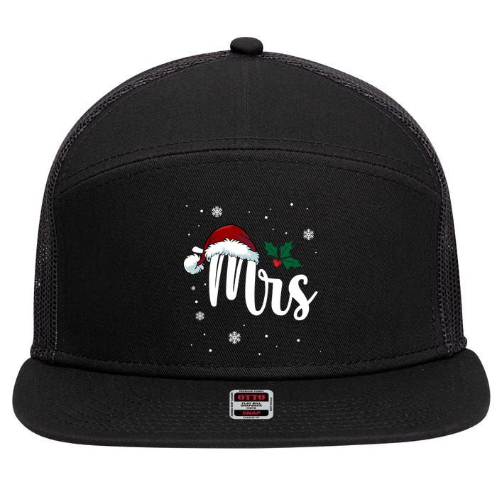 Mrs. Claus Matching Family Christmas 7 Panel Mesh Trucker Snapback Hat