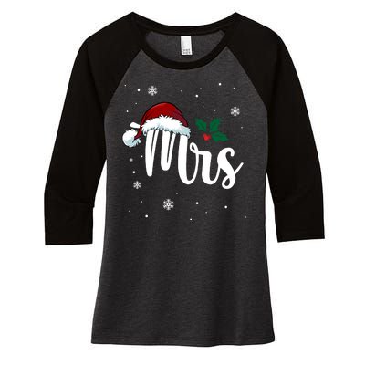 Mrs. Claus Matching Family Christmas Women's Tri-Blend 3/4-Sleeve Raglan Shirt