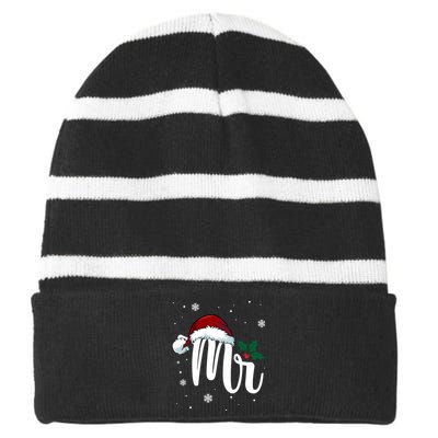 Mr. Claus Matching Family Christmas Striped Beanie with Solid Band