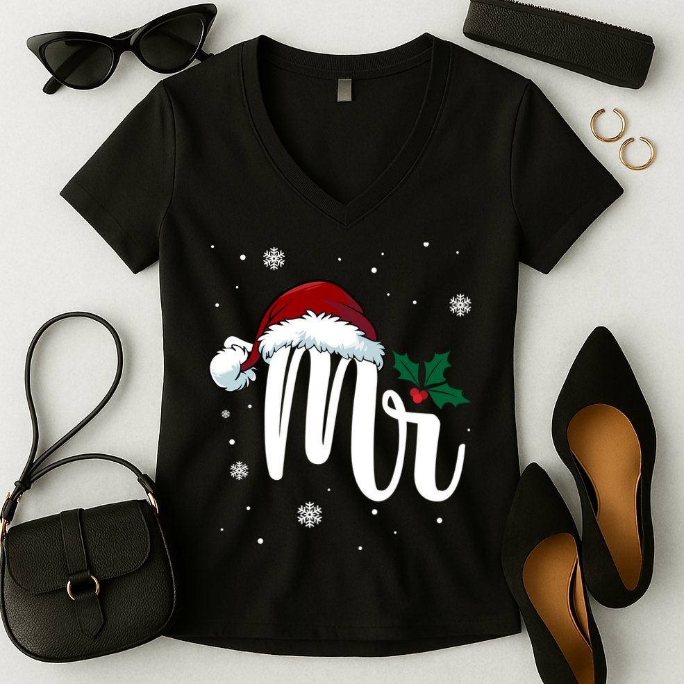 Mr. Claus Matching Family Christmas Women's V-Neck T-Shirt